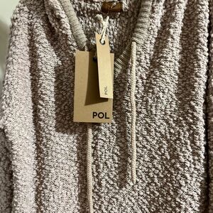 POL Women's Textured Tan Cowl Neck Sweater